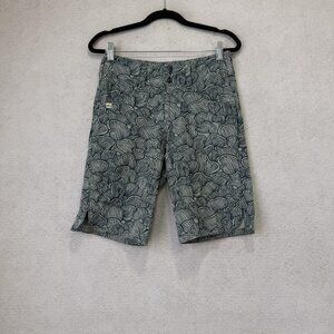 Wild Rye Shorts Womens 0 Blue Floral Bermuda Nylon Spandex Cycling Outdoor